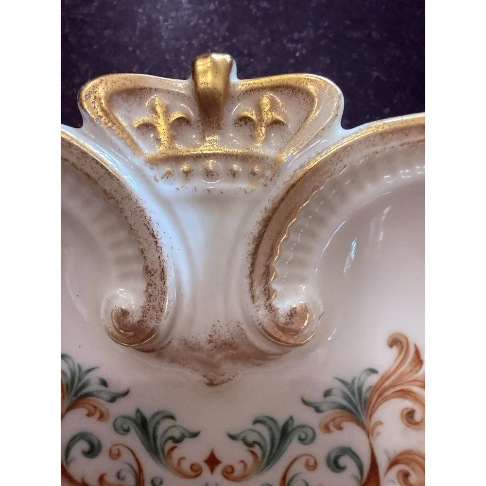 VTG Lenox USA Coat Of Arms Trinket Dish / Ashtray Fleur de Lis Gold Rim EUC